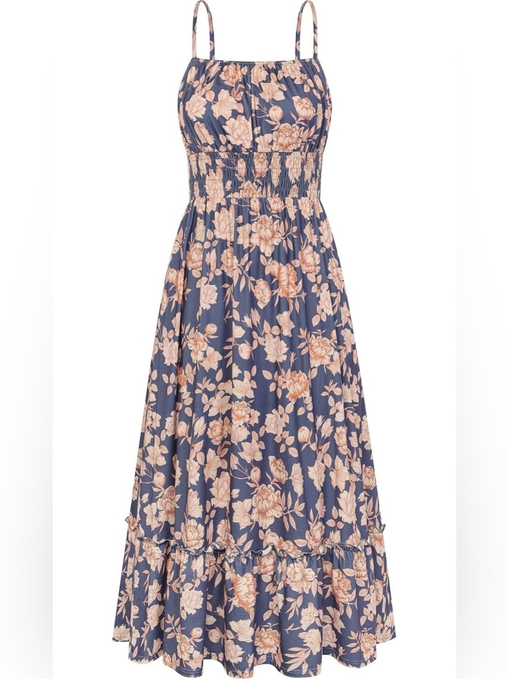 Grace Karin Navy Midi Dress with Blush Floral Print